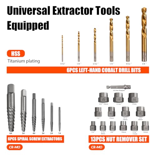 26Pcs Bolt Extractor Kit,Left Hand Drill Bit - Image 3
