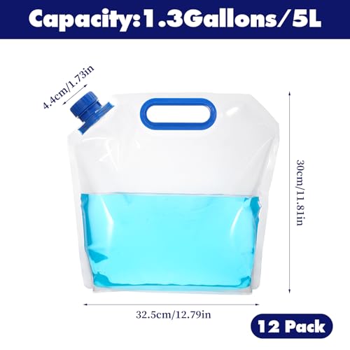 12 Pack Water Storage Bag - 1.3 Gallon Foldable Water - Image 3