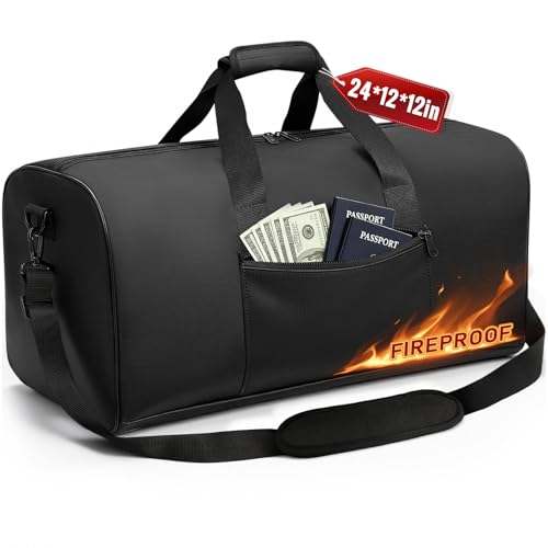 Large Waterproof Fireproof Document Bag, 24x12x12 in, Black - Image 2