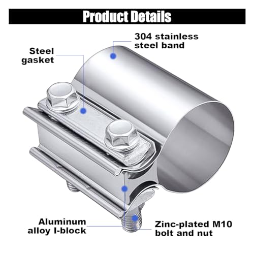 GLSOWEE 2PCS 2." Exhaust Clamp, Butt Joint Muffler Band | Hand Tools - Image 4