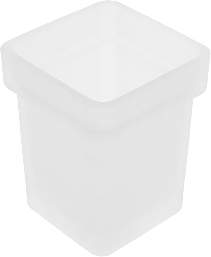 Ceramic Toilet Bowl Brush Holder with Frosted Square Storage Cup, Small Bathroom Cleaning Brush Container for Household Toilet Accessories