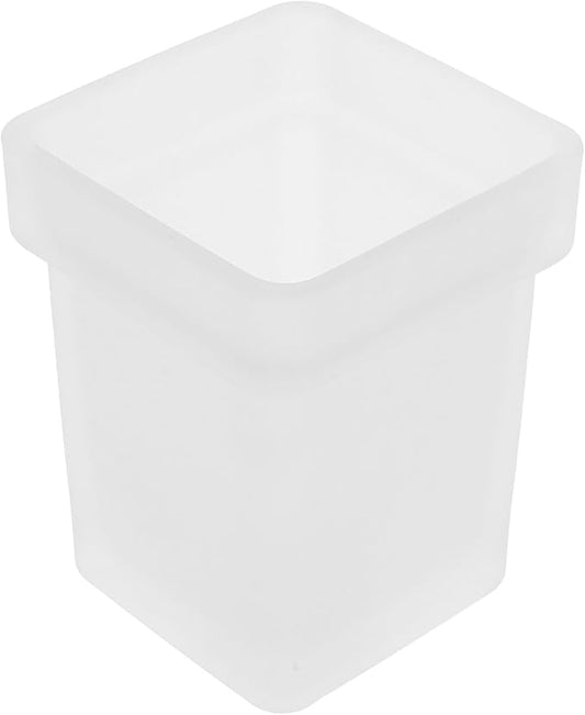 Ceramic Toilet Bowl Brush Holder with Frosted Square Storage Cup, Small Bathroom Cleaning Brush Container for Household Toilet Accessories