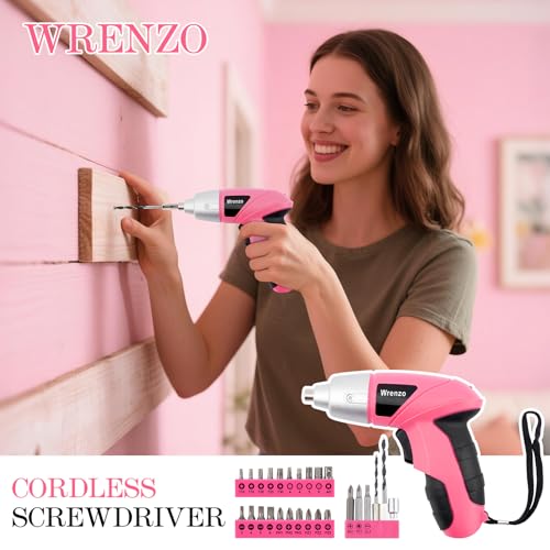 112PCS Pink Drill Set, 3.6V USB Cordless Drill & Home Tool Kit - Image 6