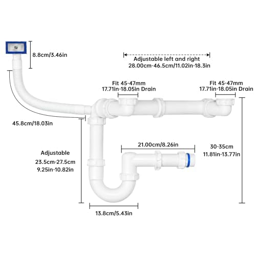 1-1/2" Kitchen Sink Drain Kit, Space-Saving Rear P-Trap - Image 3