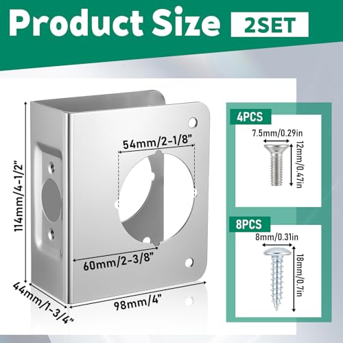 2 Pcs Stainless Steel Lock and Door Reinforcement Plate - Image 4