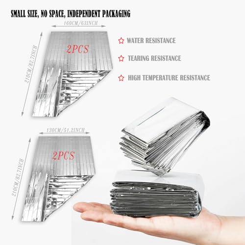 4-Pack Mylar Emergency Thermal Blankets - Waterproof - Image 3