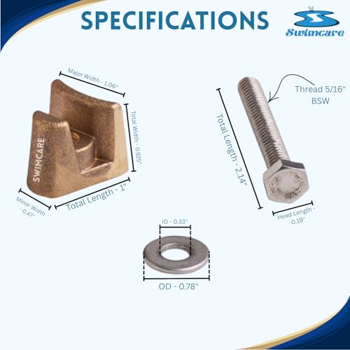 Brass Pool Ladder Rail Wedge Anchor Kit (2 Pack) – 1.06" x - Image 3