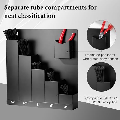Cable Tie Holder with Cutter Pliers & 250 Zip Ties Wall | Hand Tools - Image 6