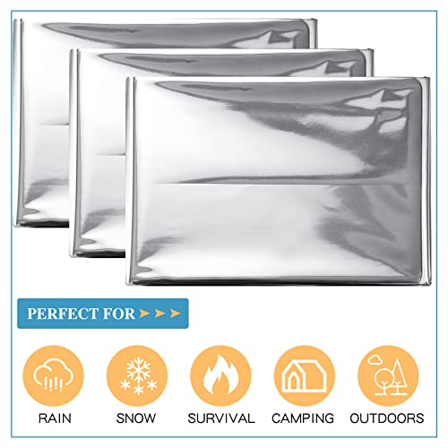 100 Pack Emergency Thermal Blankets Foil Space, Silver - Image 5