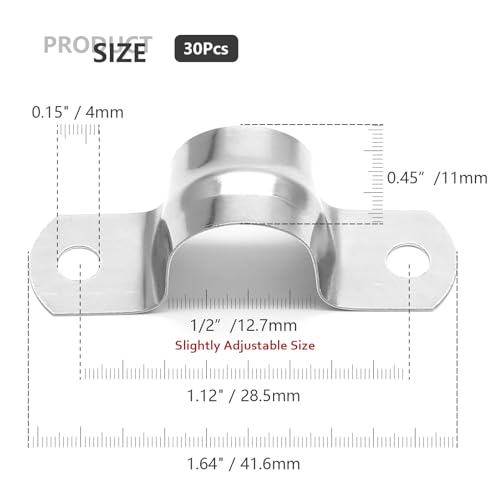 30Pcs 1/2 Inch Stainless Steel Conduit Clamps, for Pipe Fixing - Image 3