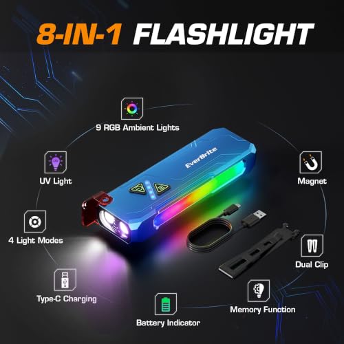 EverBrite Flat Rechargeable EDC Flashlight with RGB/UV Light - Image 3