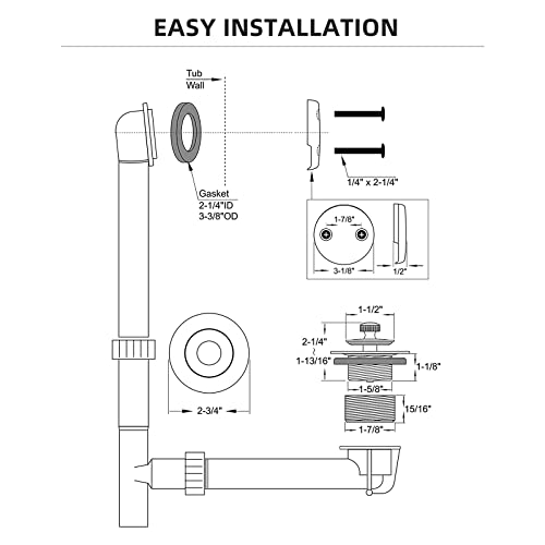 Citymoor Brushed Gold Bathtub Drain Kit and Overflow - Image 7
