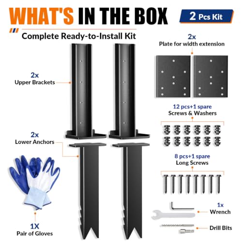 VANCASTLE Fence Post Repair Kit Adjustable, 2-Pack，Easy | Home Repair - Image 5