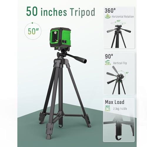 Laser Level with 50” Tripod, 360° Self Leveling Cross Line - Image 5
