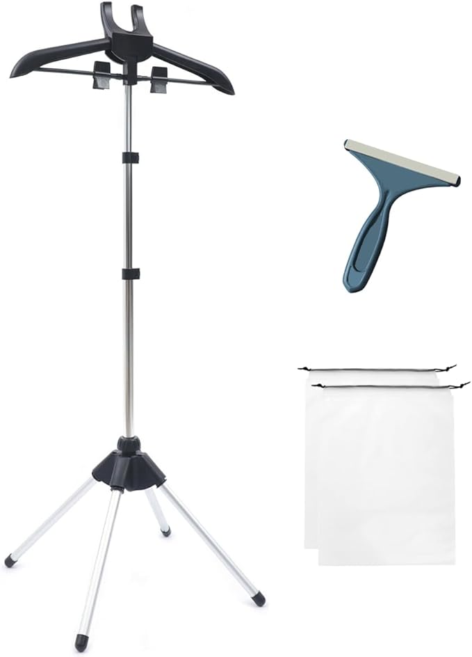 Portable Steamer Stand for Clothes, Steamer Rack Steam Iron Stand for Steaming Clothes, Travel Garment Hanger Steaming Rack, Handheld Steamers Clothing Rack for RV, Home, Hotel (Black)