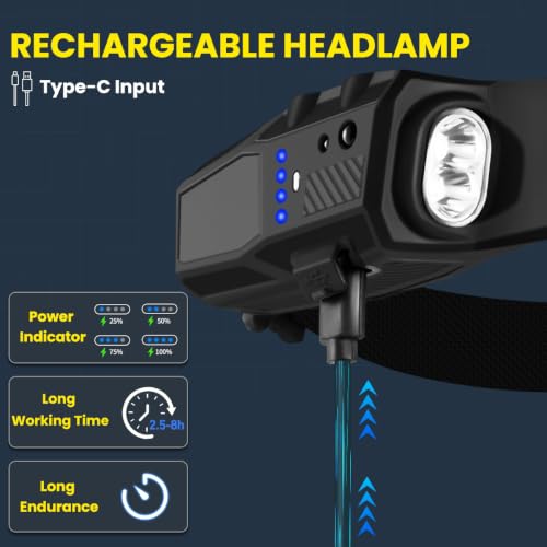 3Pack 7Modes LED Headlamp Rechargeable with Red Light for Adults - Image 5