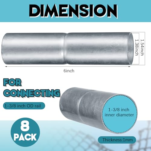 Tandefio 8 PCS Top Rail Sleeve Galvanized Steel Chain Link Fence - Image 3