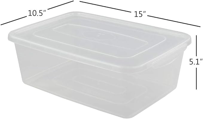 Jekiyo Clear Plastic Storage Bin, 14 Quart Latching Box Container with Lid, 4 Packs