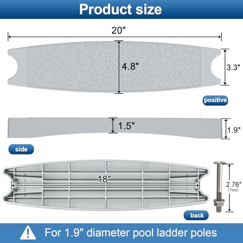 Pool Ladder Steps Replacement, (3-Pack) 18" Universal, Grey - Image 4