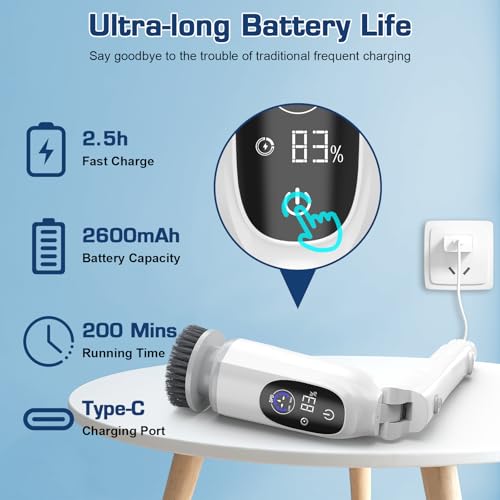 Electric Spin Scrubber, 200Mins Runtime Bathroom Scrubber - Image 5