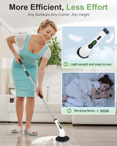 Cordless Electric Spin Scrubber, 9 Brush Heads, 2-Speed Motor - Image 6