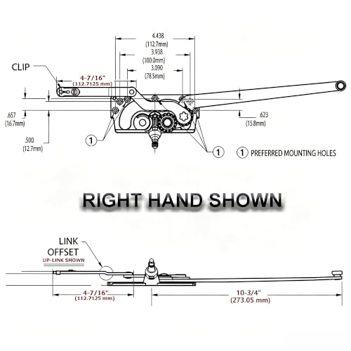 Casement Window Operator with 4-7/16" Short Arm and 10-1/2" Long - Image 3