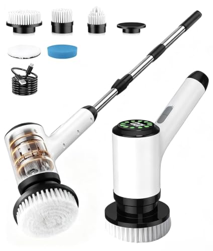 Electric Spin Scrubber, Cordless Long Handle, 5 Attachments - Image 2