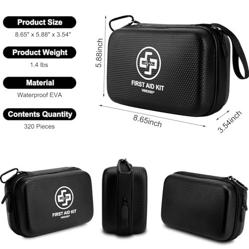 VRIEXSD Premium 320-Piece First Aid Kit, Waterproof EVA Hard - Image 3