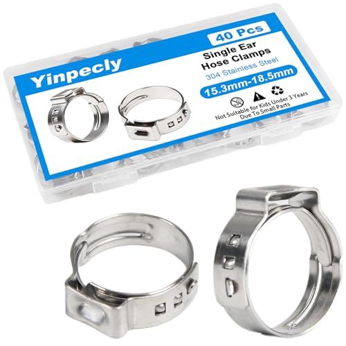 40Pcs 15.3mm-18.5mm (1/2") Single Ear Hose Clamps PEX Crimp Rings - Image 2