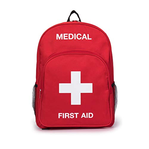 Red Emergency First Aid Bag Backpack Empty Medical | Travel Essentials - Image 2