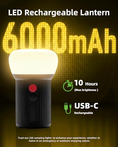 EZVALO LED Rechargeable Camping Lantern, 6000mAh Emergency - Image 4