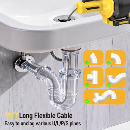 Cordless Drain Auger Compatible with Dewalt 20V Battery (No - Image 7