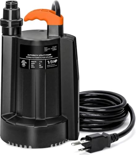 LEO 1/3 HP Automatic Sump Pump, 2250GPH Submersible Utility Pump - Image 2