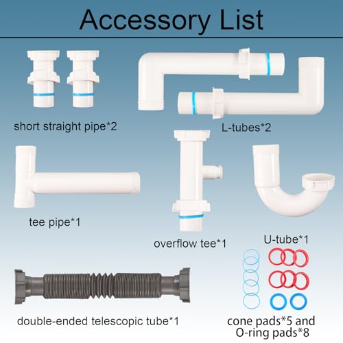 Universal 1-1/2" Kitchen Sink Drain Kit, Space-Saving - Image 7