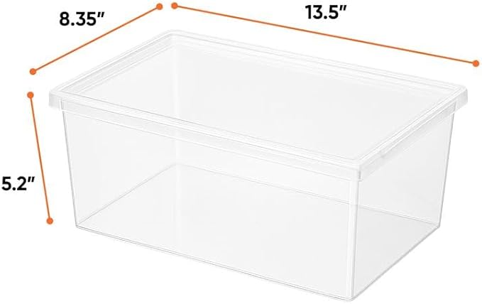 Superio Shoe Box Modern Storage Container 3 Pack - 6.5 Quart/6 Liter, Stackable Plastic Shoe Box Organizer (13.5"L x 8.35"W x 5.2"H)