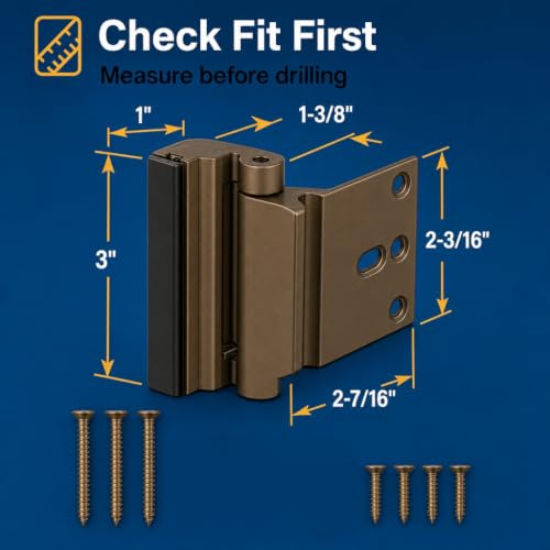 Prime-Line Door Reinforcement Lock, 3 in. Stop, Bronze (1 Set) - Image 3