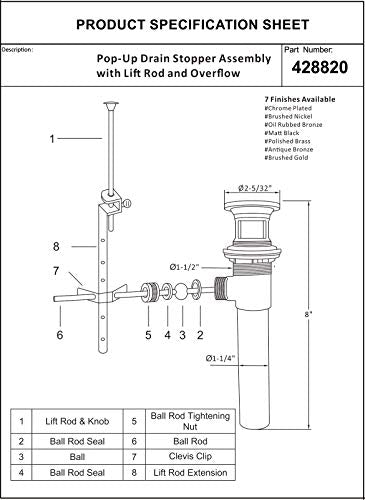 Sink Pop-Up Drain Stopper Assembly with Lift Rod | Bathroom Essentials - Image 7