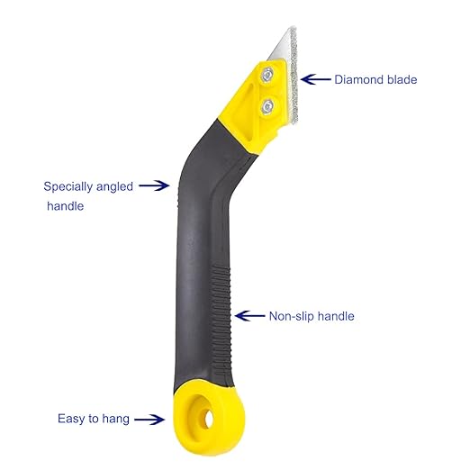 Running Man Grout Remover Tool, Sturdy Angled Grout Scraping Rake Tool with 3 Pieces Extra Blades Replacement for Tile Cleaning, 4 Pieces Silicone Sealant Tool