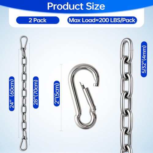2 Pack Stainless Steel Gate Chain Lock, 5/32" x 28" Latch - Image 4