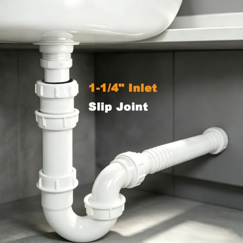 White 1 1/4" and 1-1/2" P-Trap Plumbing Kit with Threaded - Image 5