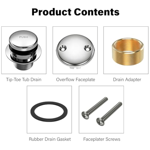 Chrome Bathtub Drain Tip-Toe Tub Trim Set with Two-Hole - Image 4