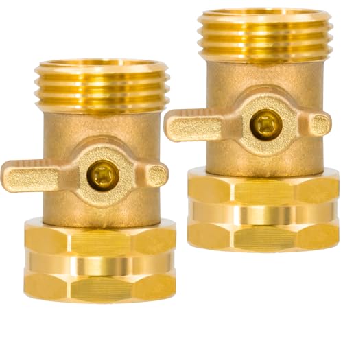 2 Set Garden Hose Shut Off Valve, Long Handle 3/4" Brass Hose - Image 2