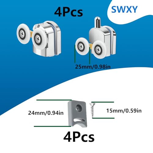 4Pcs Shower Door Roller 25mm Aluminum Alloy Shower Door - Image 4