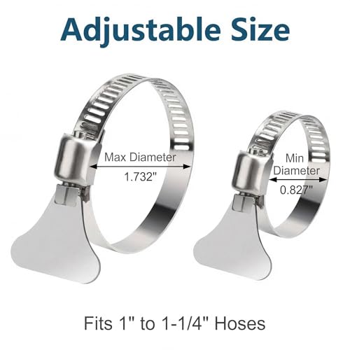 6Pcs 1-1/4 Inch Pool Hose Clamps, Adjustable 304 Stainless - Image 5
