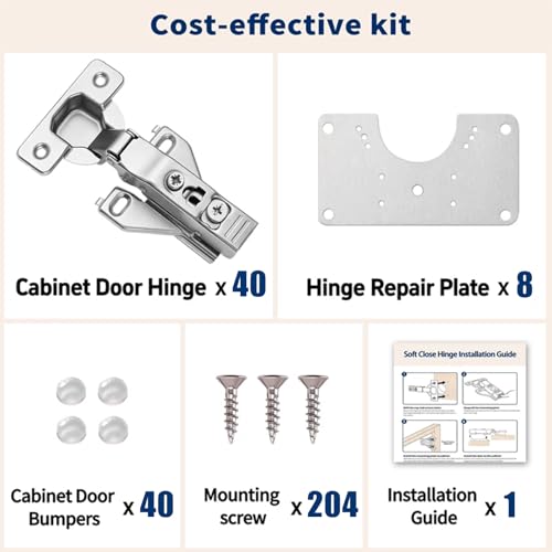 Cabinet Hinges - 40 Pack Soft Close Kitchen Cabinet Hinges - Image 4
