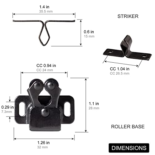 Keenkee Cabinet Latch Double Roller Catch, Black Nickel, 4 PCS - Image 3