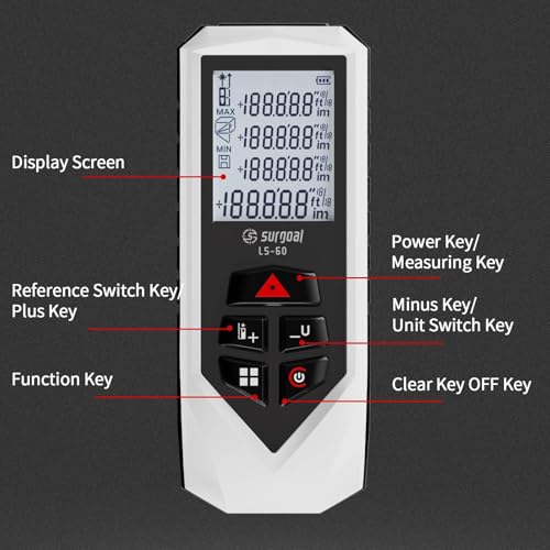 Laser Distance Measure Backlit LCD Measuring Tool 196FT - Image 4