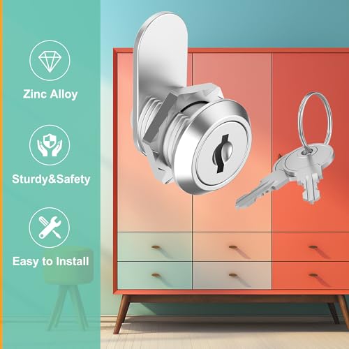 2 Pack Cabinet Locks with Keys, 5/8" Cam Lock Keyed Alike - Image 4