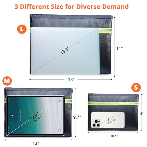 Fireproof Document Bag – 3 Pack (15" x 11", 13" x 9.7" - Image 4