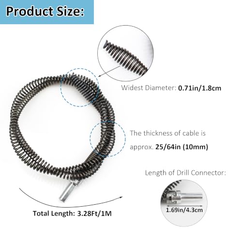 Amonk 10mm Drain Auger Cable Clog Remover with Drill - Image 4